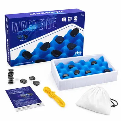Produktbild von Magnetspiel – Magnetisches Strategiespiel für 1–4 Spieler mit starken Magneten, Spielseil & Aufbewahrungsbeutel – Denkspiel für Kinder & Erwachsene, KI-generiertes Bild