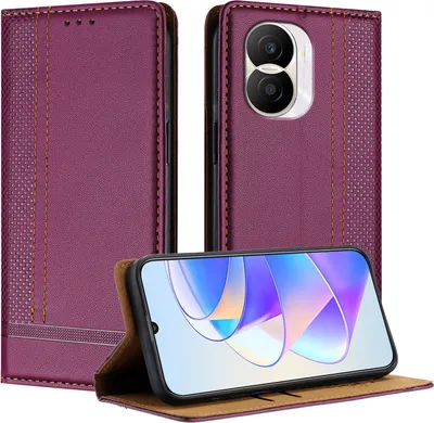 Produktbild von Handyhülle für Honor X40i Leder Flip Klappbare Schutzhülle mit Standfunktion Lila