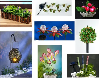Produktbild von LED Solar Gartendeko Blumenkasten Laterne Solarleuchte Lichterkette Kunstpflanze