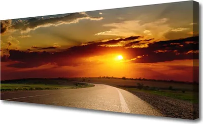 Produktbild von Tulup Leinwand-Bilder 125x50 Wandbild Canvas Kunstdruck Sonnenuntergang Landschaft