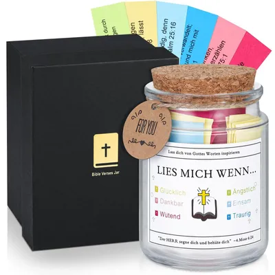 Productafbeelding van Inovra- Bijbelfles 90 Duitse Taal - Glazen Fles met Bijbelverzen - Christelijke Geschenken - Inspirerende Passages - Duurzaam Design - Spirituele Oriëntatie - Inspiratieglas