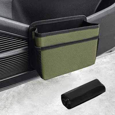 Produktbild von Auto Mülleimer Klein Faltbar Wasserdicht Hängend Aufbewahrungsbox Armeegrün