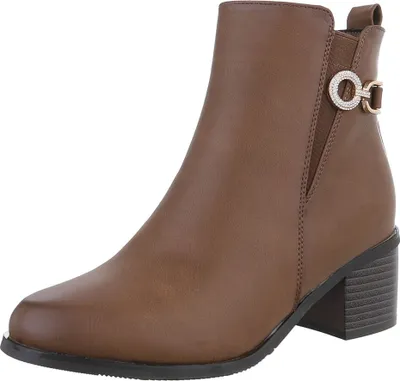 Produktbild von Ital-Design Damen Stiefeletten Klassische Stiefeletten Leicht gefüttert Lederoptik Klassische Stiefeletten 88489344 Hellbraun Gr.  36