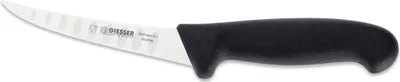 Immagine prodotto di Coltello da disosso Giesser Coltello da macellaio antiscivolo Lama affilata ricurva - 13 cm, forte con affilatura a lama seghettata, nero