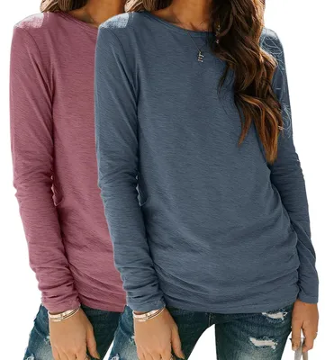 Imagen del producto de Camiseta de manga larga de algodón con cuello redondo
