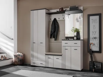 Obrázok produktu pre Stena do predsiene PETUNIA 7 s podsedákom - kašmír / čierna