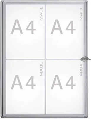 Obrázok produktu pre Vitrína MAUL MAULextraslim formát na výšku 4 x A4 hliník 3,1 x 49 x 65,1 cm strieborná