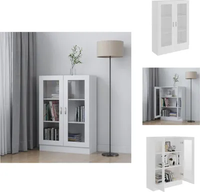 Produktbild von vidaXL Vitrinenschrank Weiß 82,5x30,5x115 cm Holzwerkstoff - Bücherregale & Bücherschränke