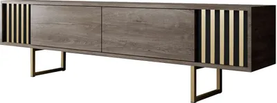 Immagine prodotto di Skye Decor, Gold Line - Walnut, Black, mobile TV, noce, 100% pannelli truciolari rivestiti in melamina, 180 x 48 x 30 cm