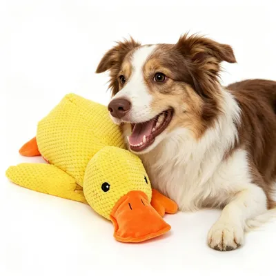 Produktbild von STILVORA Hundespielzeuge, Gelbe Quietschente Plüschtier, Stressabbau Spielzeug für Kinder und Hunde, Lustige Kuschelente, Antistress-Toy, Niedliches Tier Plüschtier, Quietschspielzeug