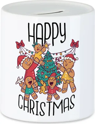Produktbild von Happy Christmas Spardose Weihnachten Familienzeit Weihnachtsbaum Geschenke Geschenkidee Happy Family