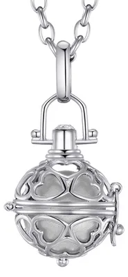 Produktbild von Morella® Damen Halskette Edelstahl 70 cm mit Herz-Kugel Anhänger und Klangkugel silber Ø 16 mm in Schmuckbeutel