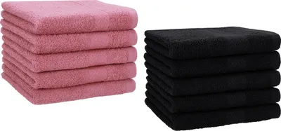 Produktbild von Betz 10 Stück Gästetücher 30x50 cm PREMIUM 100% Baumwolle Set Farbe: altrosa und schwarz
