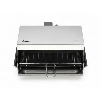 Produktbild von Dyras SM-106S, 800 W, Abnehmbarer Deckel, Ölauffangbehälter, Metall, Schwarz-Silber, Elektrillischer Retro-Grill