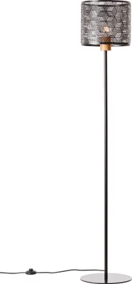 Produktbild von BRILLIANT schwarze Stehleuchte SANTY | Stehlampe mit Lichteffekten durch den Schirm | 1x E27 Fassung max. 52W | Metall/Bambus