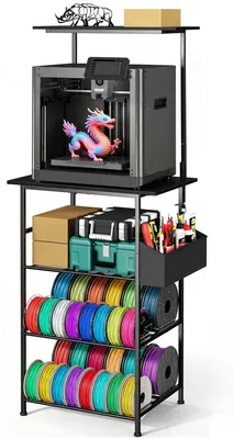 3D-Drucker-Ständer, 5 Ebenen, Metall, mit Filamentlager, Schwarz