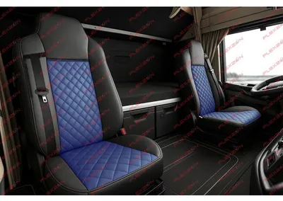 Obrázek produktu pro Sada 1+1 potahů sedadel z umělé kůže pro MAN TGX 2015–2020 – modro-černá