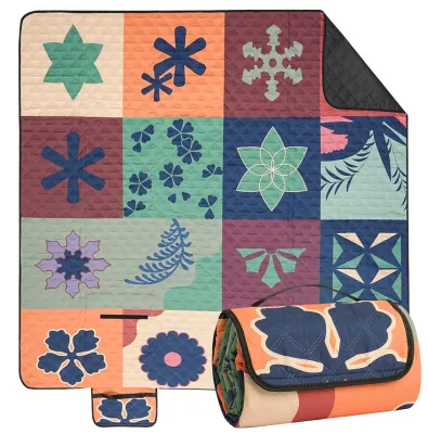 Produktbild von Picknickdecke 200 x 200 cm – Wasserdichte/isolierte Stranddecke – Weiche/hautfreundliche Picknickmatte – Ideal für Camping/Strand – Bequeme Outdoor-Decke – Perfekt für Freizeit – Strandmatte
