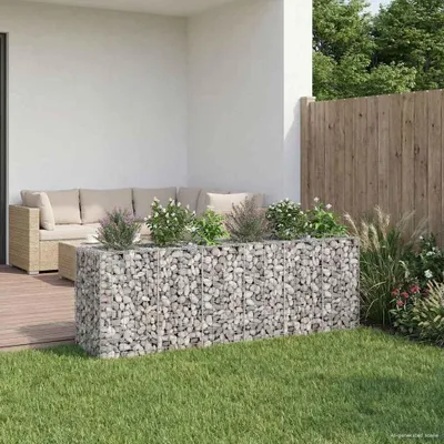 Imagen del producto de Maison Exclusive - Jardineras elevadas de gaviones, 2 unidades, 250 x 50 x 80 cm, acero galvanizado
