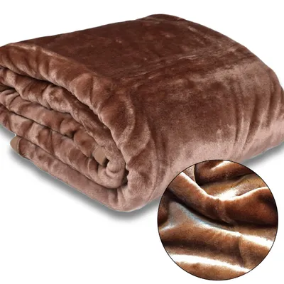 Obrázek produktu pro Hladká akrylová deka 160×200 cm, polyester, měkká a hřejivá, hnědá