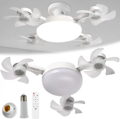 Produktbild von E27 & B22 Deckenventilator mit 3 Flügeln – LED Drohnen-Ventilator mit Fernbedienung, dimmbar, Timer, flüsterleise – Ideal fürs Schlafzimmer