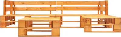 Imagen del producto de vidaXL Juego de 4 sofás de jardín tipo palet, madera color miel
