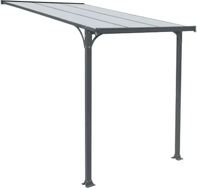 Produktbild von HOME DELUXE - Vordach Haustür CUBIS - Größe: Medium - 219 x 150 x 258 cm - Anthrazit, Gestell: Aluminium, inkl. Polycarbonat Platten I Hautürvordach Pultdach Glasvordach