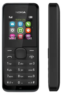 Produktbild von Nokia 105, Balken, Single SIM, 3,56 cm (1.4"), 128 x 128 Pixel, 800 mAh, Schwarz