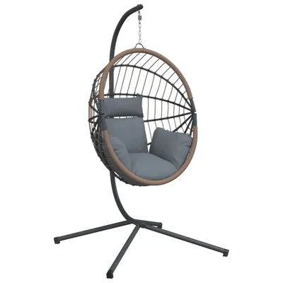 Immagine prodotto di vidaXL Sedia a uovo sospesa con supporto in rattan grigio chiaro e acciaio