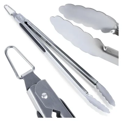 Image de Pince à barbecue en acier pour la cuisine, pour servir et présenter les grillades, 43 cm