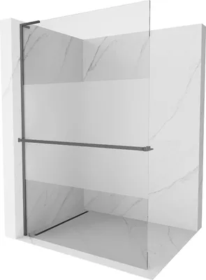 Image de Mexen Kioto+ L paroi de douche avec étagère Walk-in 120 x 200 cm, transparent/opaque, gun metal - 800-120-123-95-35