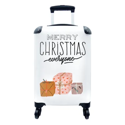 Produktbild von MuchoWow® Koffer Handgepäck Trolley Rollkoffer Kleine Reisekoffer mit 4 Rollen - Sprichwörter - Zitate - 'Frohe Weihnachten' - Cabin Size < 55x40x23 cm & 55x40x20 cm - Fotokoffer - Kabinenkoffer - Boardgepäck - Reise-Box - Reisekoffer - Reisegepäck - Koffer mit Bild - Trolley für Kinder