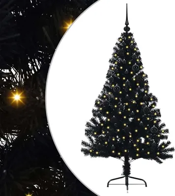 Obrázek produktu pro vidaXL Umělý předsvětlený vánoční stromek černý 150 cm PVC