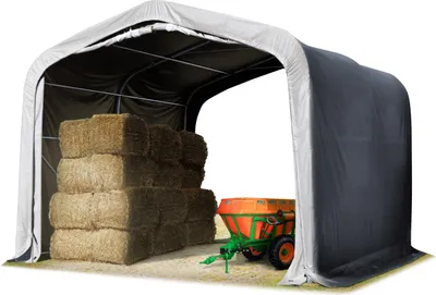 Produktbild von Weideunterstand 4x4 m PVC Plane 850N Lagerzelt Unterstand grau für Erduntergrund