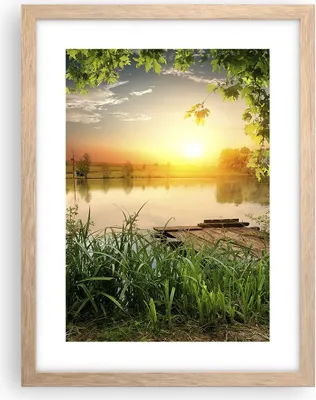 Produktbild von Gerahmtes Poster - Rahmen in heller Eiche - Brücke See - 30x40 cm - Wand Bild - Wanddeko - Wandbilder - Kunstposter - Wandposter - Bilderrahmen - Bilder - Kunstdruck - Wandbild - P2NPA30x40-3914