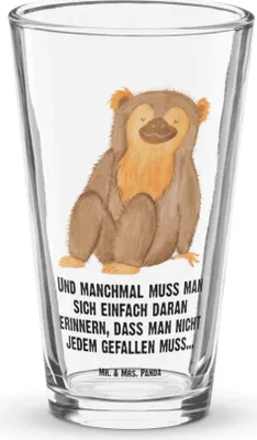 Produktbild von Mr. & Mrs. Panda Bierglas Affe - Transparent - Geschenk, Liebe, Tumbler, Cocktailglas, Affen, Selfcare, Afrika, Motivation, Glas, Longdrinkglas, Wasserglas