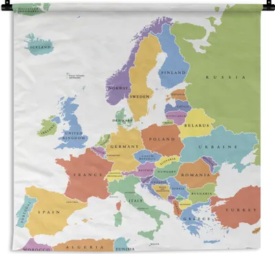 Produktbild von MuchoWow® Wandteppich Wandbehang Europa - Karte - Einfach 150x150 cm Tapisserie Dekoration Wandtuch - Wohnaccessoires - Modernes