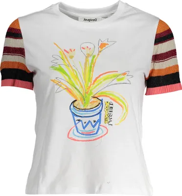 Produktbild von Stylisches Damen-Kurzarm T-Shirt in Weiß mit kontrastierendem Druck