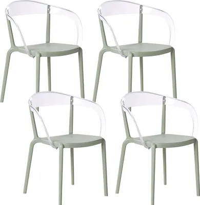 Produktbild von BELIANI Gartenstühle 4er Set Hellgrün Kunststoff mit Armlehnen Indoor Outdoor Stapelbar Moderner Stil Esszimmerstühle Plastikstühle
