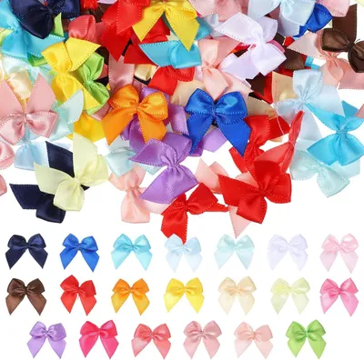 Produktbild von 200 bunte Mini-Satinschleifen, 2.5 cm, für Bastelarbeiten, DIY, Nähen, Applikationen, Geschenkverpackungen und Partydekorationen