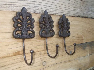 Produktbild von 3-er Set, 3 Stück Wandhaken, Wandgarderobe, Gusseisen, rostfarben