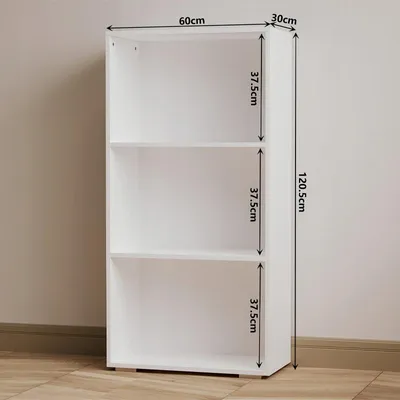 Obrázek produktu pro Moderní knihovna v loftovém stylu, bílá, s policemi do obývacího pokoje, výška 120 cm