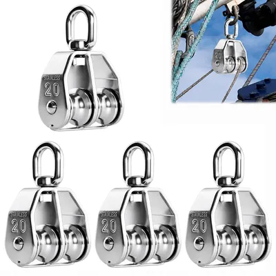 4er Set M20 Doppelrolle Seilrolle 75 kg Tragkraft