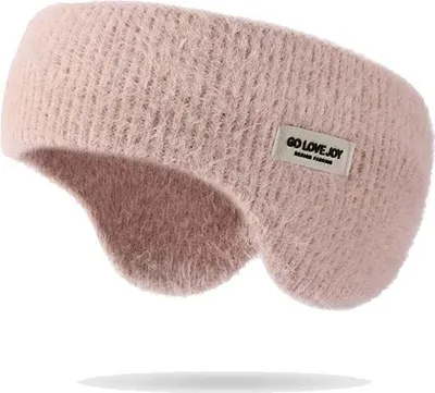 Produktbild von Strick-Stirnband für Damen, Rosa - Wärmendes Stirnband mit Weichem Innenfutter, Winddicht und Gemütlich