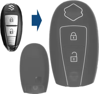 Produktbild von Auto Schlüssel Silikon Schutz Hülle Grau kompatibel mit Suzuki Swift Vitara Ignis Jimny Baleno SX4 2 Tasten KEYLESS SMARTKEY