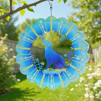 Image de Décoration de jardin 3D "Windspiel", pour intérieur et extérieur, en métal, effet arc-en-ciel, 12 pouces