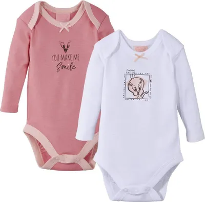 Produktbild von Looney Tunes Mädchen Langarmbodys Baby Body Langarm Rosa Weiss 62/68