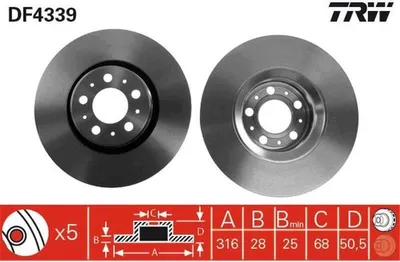 Produktbild von TRW Bremsscheiben (2 Stück) Vorderachse DF4339