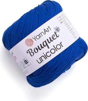 Produktbild von YarnArt Bouquet Unicolor Garn 100% Baumwolle, Kobalt 3222, 200m, 100g, Stricknadel 4mm