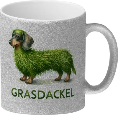 Produktbild von Grasdackel schwäbischer Dialekt Glitzer-Kaffeebecher